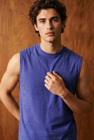 Sleeveless Tee in Iris Blue