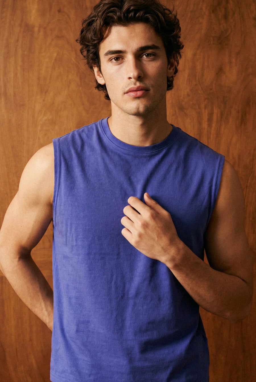 Sleeveless Tee in Iris Blue