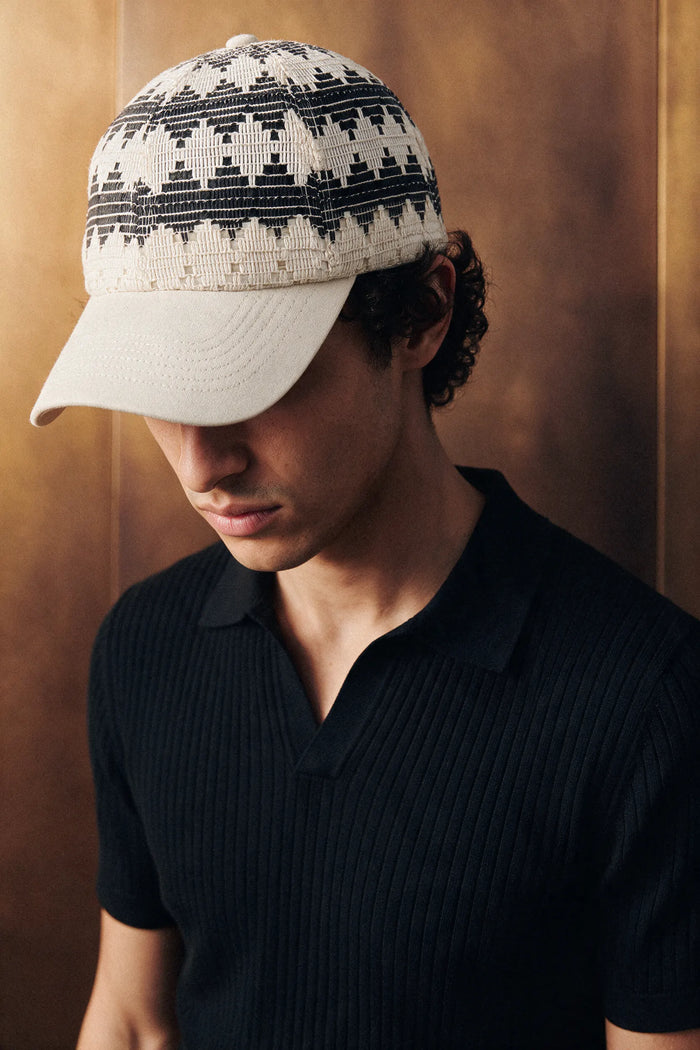 Crochet Panel Baseball Cap / OFF WHITE
