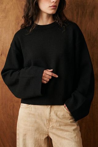 Fluffy Oversized Knitted Jumper in Black