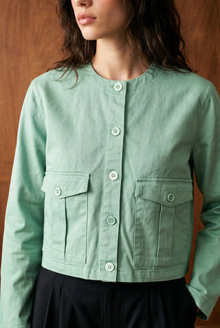 Round Neck Jacket in Pastel Green