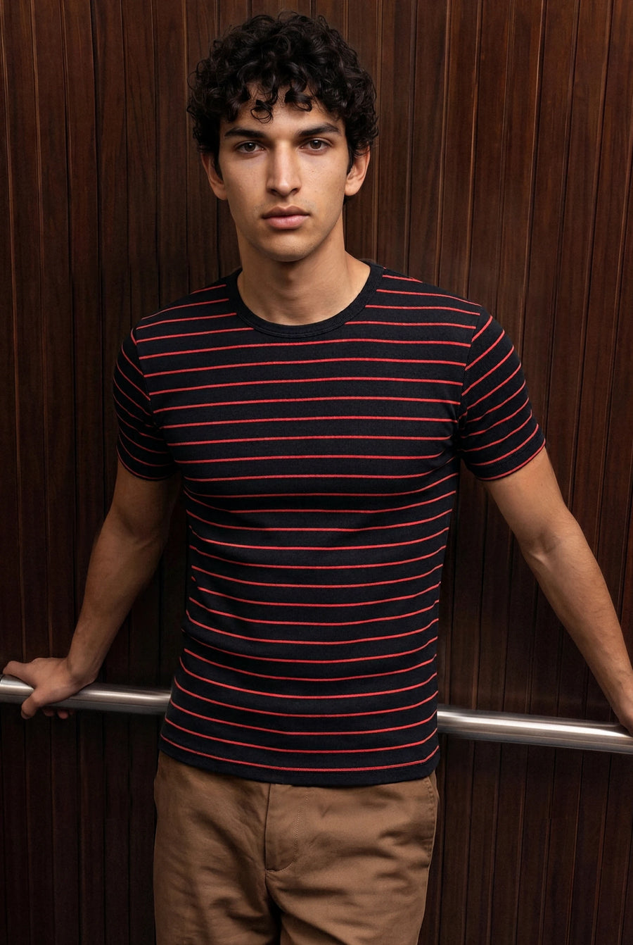 Perfect Fit Striped T-shirt in Black