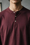 Classic Cotton Henley Shirt / BURGUNDY HENLEY ATTIR-MEN