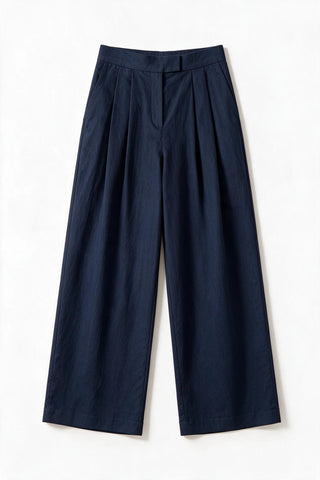 Classic Double Pleated Pants / NAVY TROUSER ATTIR-WOMEN
