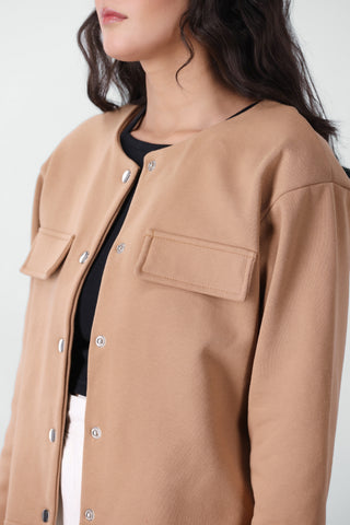 Sweatshirt Cardigan in Dark Nude