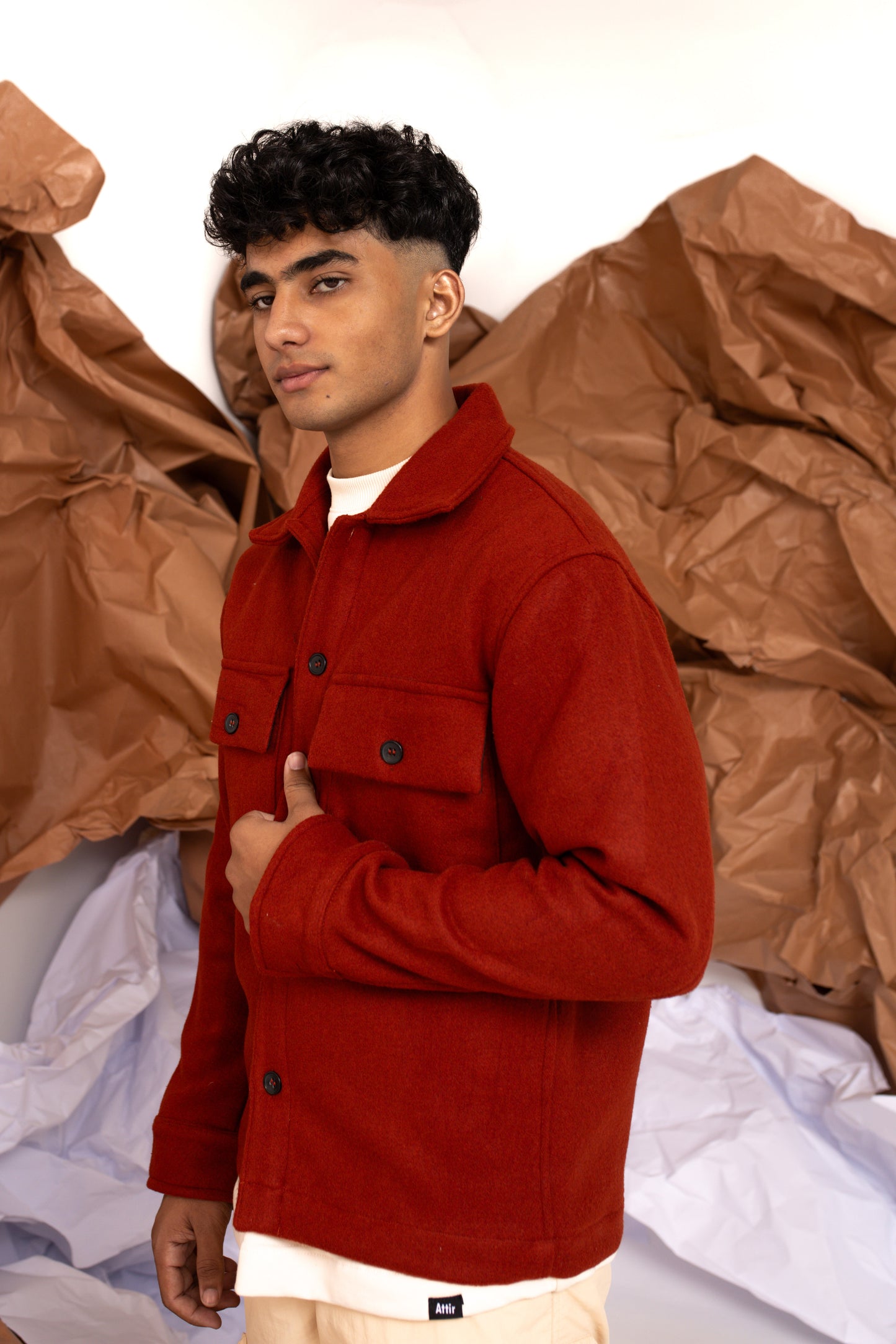 Wool-blend Overshirt in Cardinal Red