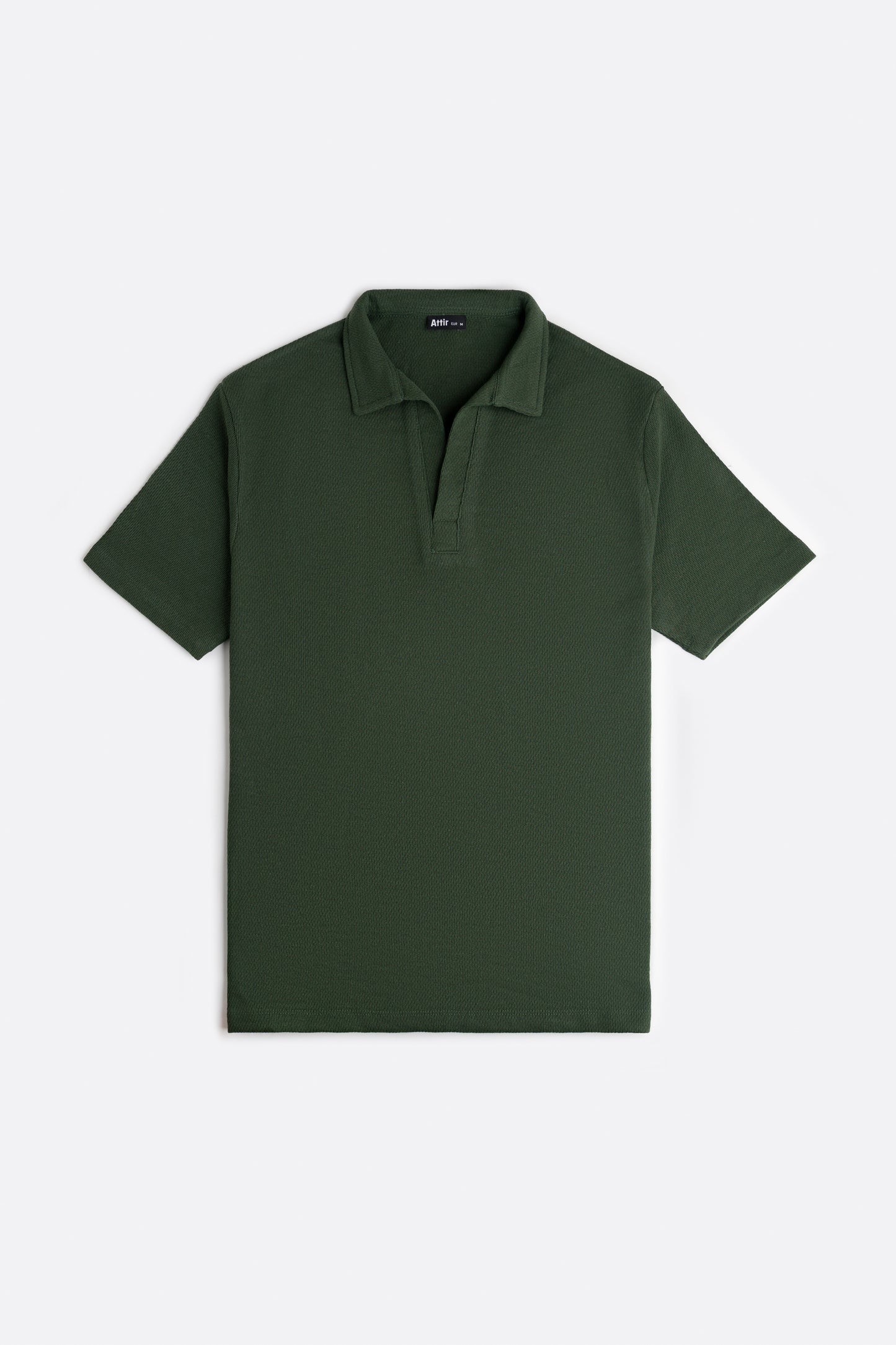 Textured-Knit Revere Polo Shirt in Olive