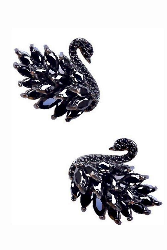 Swan Earrings in Black