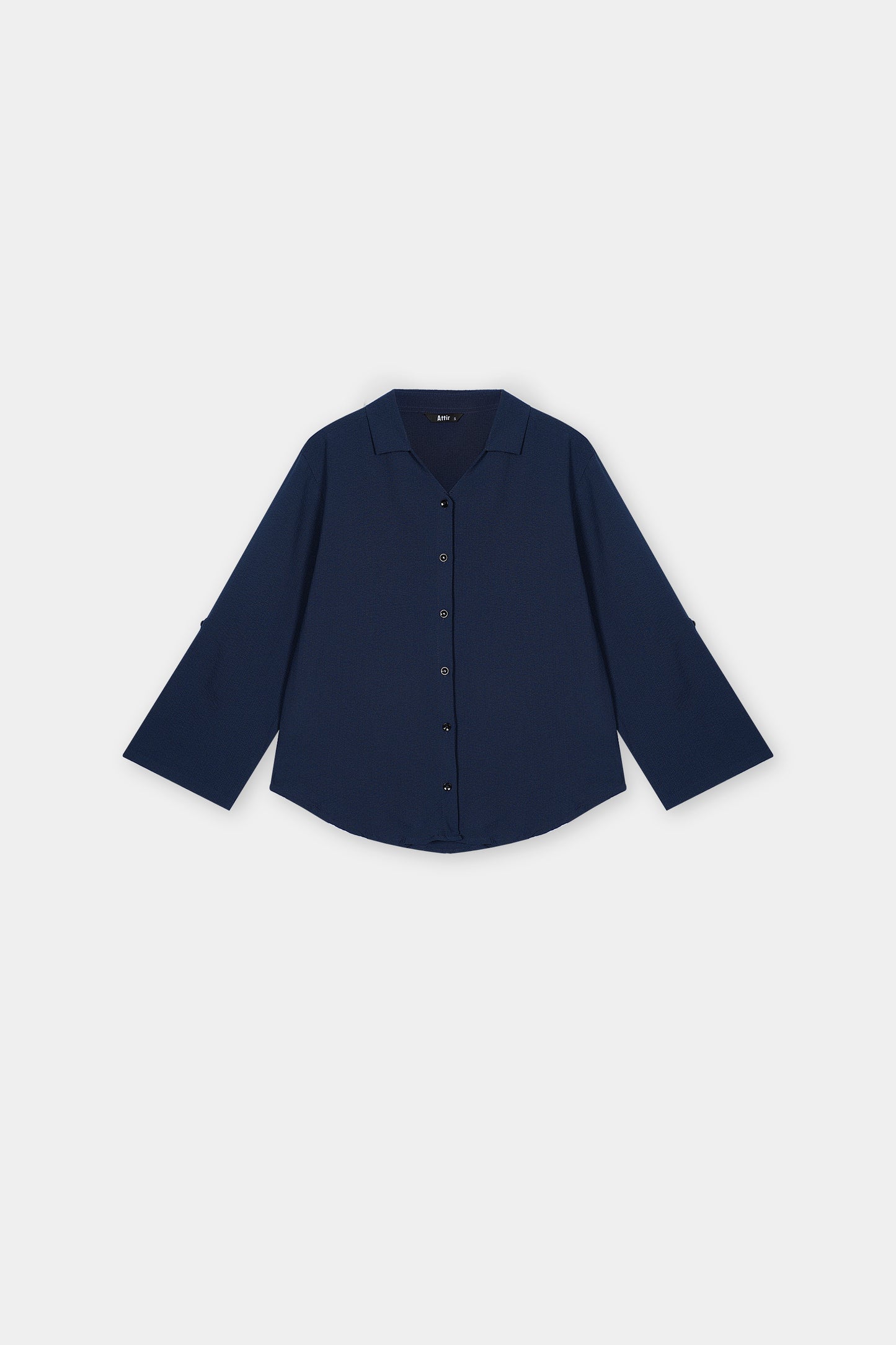 Textured V-collar Shirt in Blue