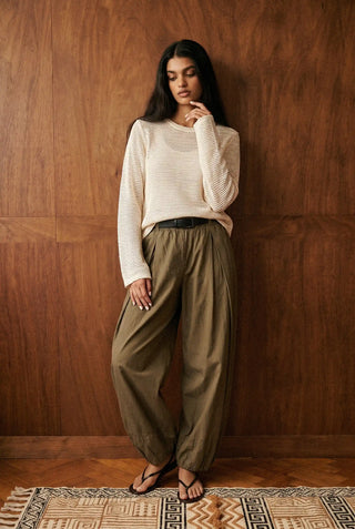 Relaxed Crochet Pullover Top in Ivory