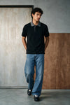 Contrast Collar Detail Polo Shirt / BLACK POLO ATTIR-MEN