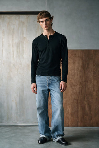 Rib-Knit Henley T-shirt HENLEY ATTIR-MEN