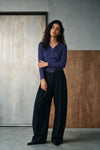Long Sleeve V-neck Henley / NAVY HENLEY ATTIR-WOMEN