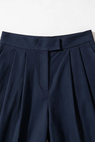 Classic Double Pleated Pants / NAVY TROUSER ATTIR-WOMEN