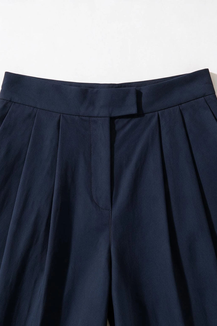 Classic Double Pleated Pants / NAVY TROUSER ATTIR-WOMEN