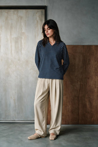 Long Sleeves Striped Polo Top POLO ATTIR-WOMEN