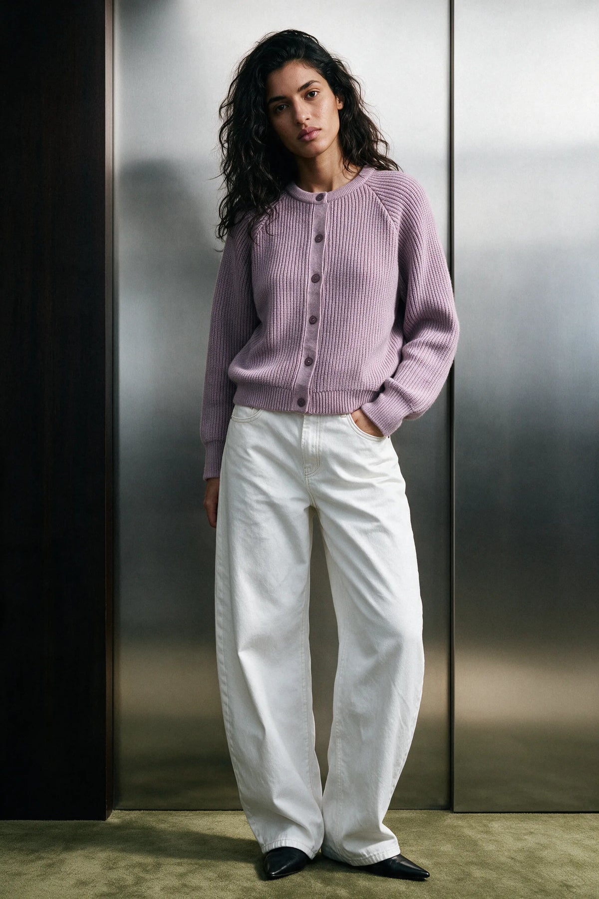 Brushed Raglan Cardigan / Purple SWEATER ATTIR-WOMEN