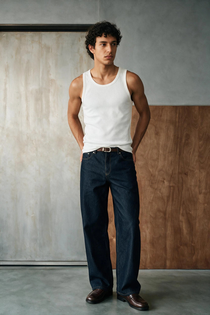 Ribbed Tank Top / WHITE TANKTOP ATTIR-MEN