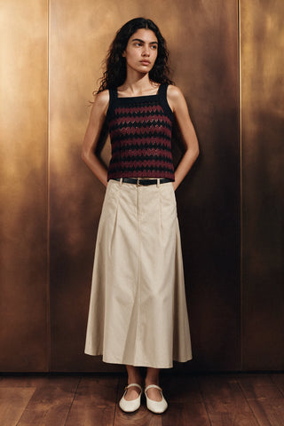 Crochet Knit Tank Top / BROWN TANKTOP ATTIR-WOMEN