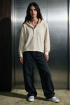 Striped Pullover Hoodie / MUSTARD HOODIE ATTIR-WOMEN
