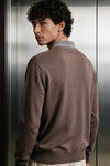 Contrast Knit Polo Sweater / BROWN SWEATER ATTIR-MEN