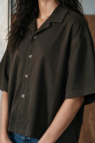 Boxy Fit Twill Shirt /  DARK OLIVE