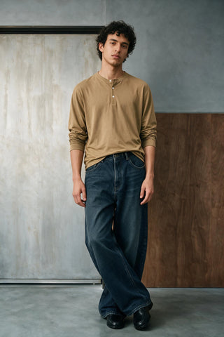 Classic Cotton Henley Shirt HENLEY ATTIR-MEN