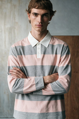 Striped Polo Shirt with Contrast Detail RUGBYPOLO ATTIR-UNISEX