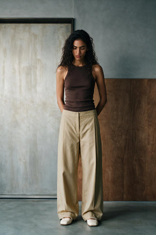 Rib-Knit Tank Top in Chocolate TANKTOP ATTIR-WOMEN