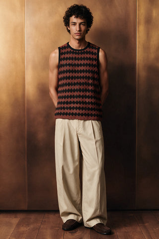 Crochet Tank Top / BROWN TANKTOP ATTIR-MEN