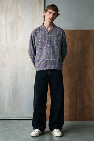 Camp Collar Flannel Weave Shacket OVERSHIRT ATTIR-MEN