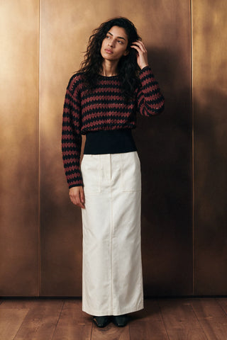 Crochet Knit Waisted Top / BROWN TOP ATTIR-WOMEN