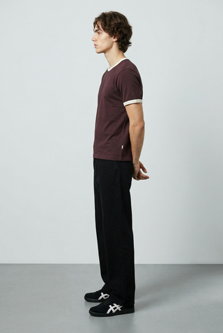 Contrast Trims T-shirt in Chocolate