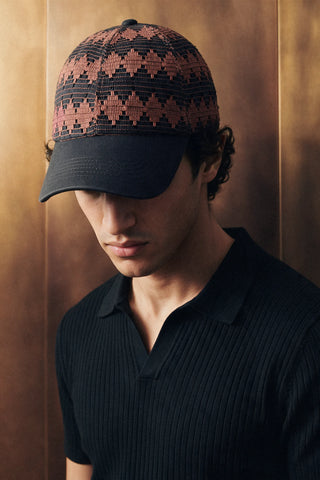 Crochet Panel Baseball Cap / BROWN CAP ATTIR-UNISEX