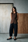 Sleeveless Twill Vest / CHOCOLATE VEST ATTIR-WOMEN