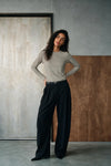 Striped Long Sleeves Top / BLACK & WHITE TEE ATTIR-WOMEN