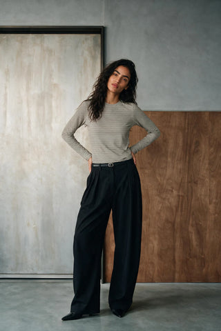 Striped Long Sleeves Top TEE ATTIR-WOMEN