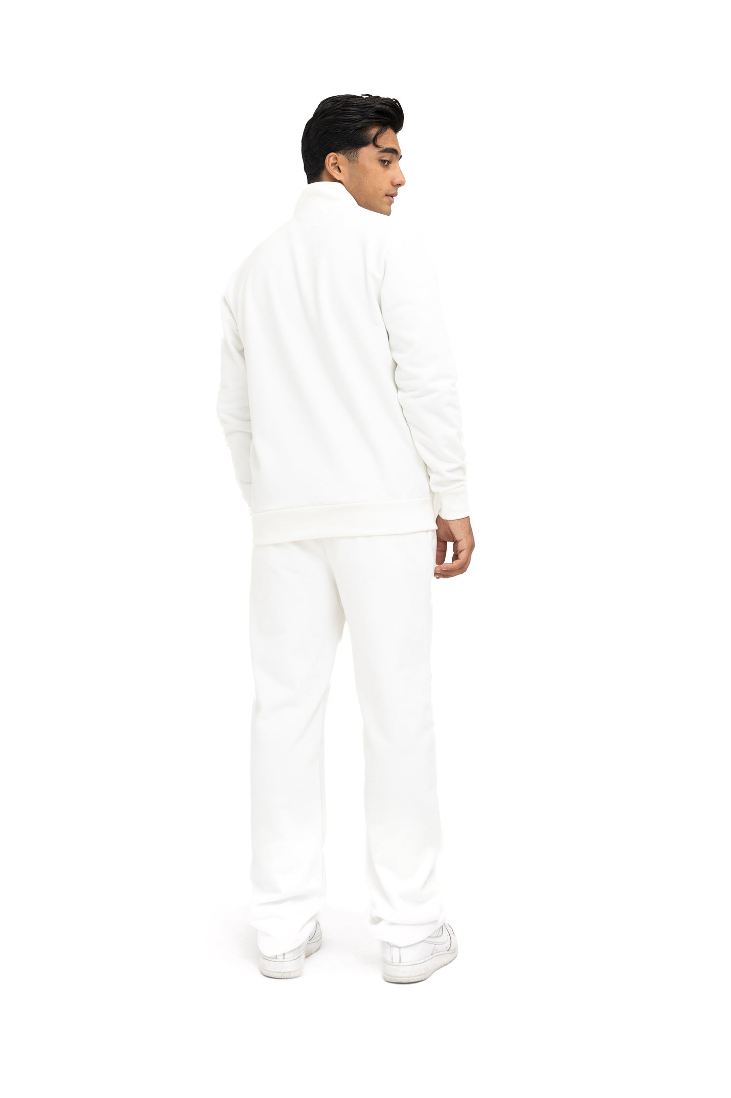 Mock Neck Jacket in White Terry