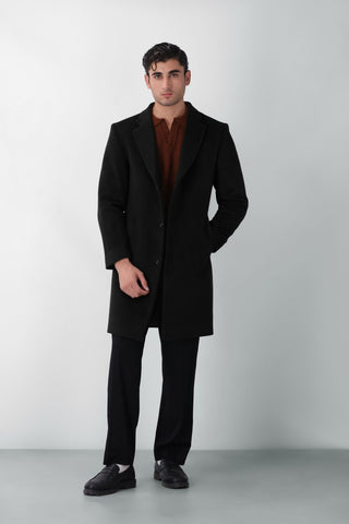 Wool Long Coat in Black