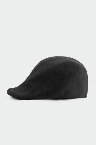 Fuzzy Wool Flat Cap in Black