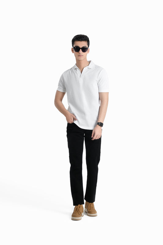 Polo Shirt In White Jersey