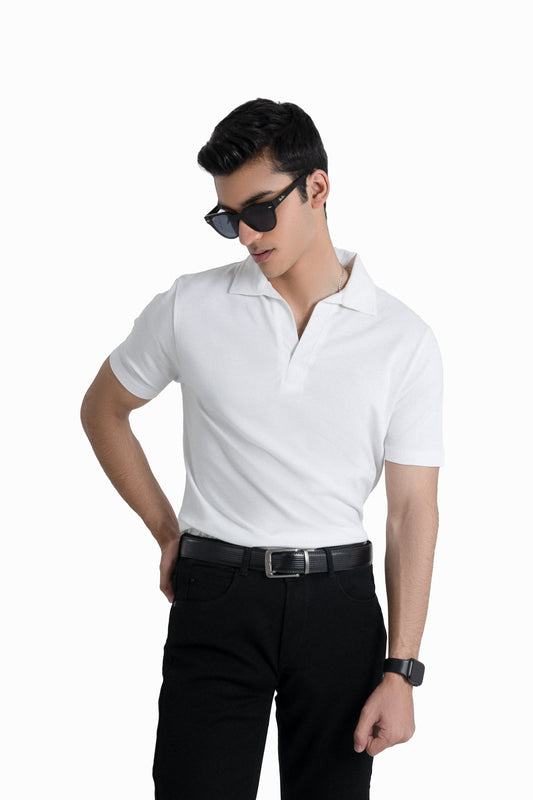 Polo Shirt In White Jersey