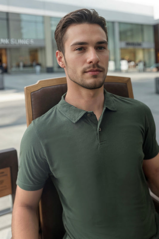 Comfort Polo in Green Jersey