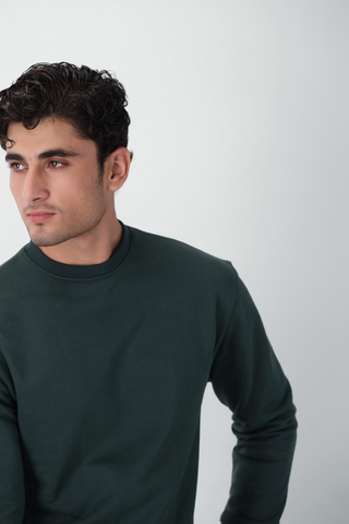 Relaxed Fit Airsoft Sweatshirt in Dark Green