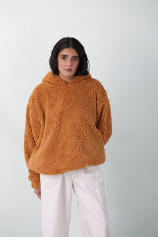 Teddy Fur Oversized Hood in Brown