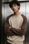 Raglan Knit Sweater / BROWN & KHAKI SWEATER ATTIR-UNISEX