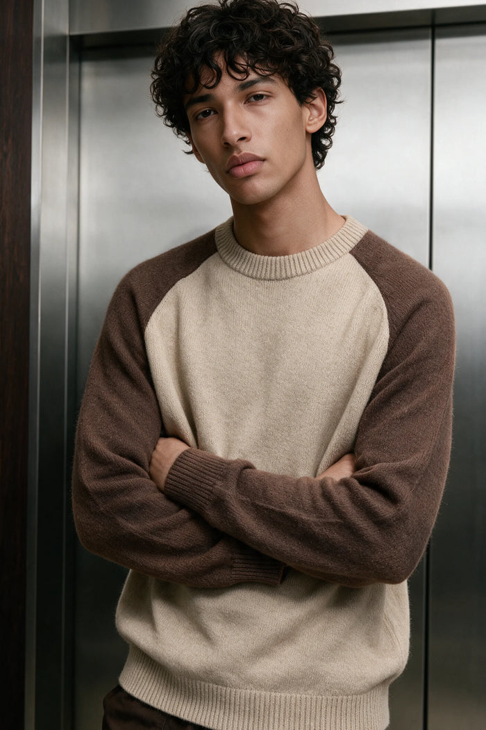 Raglan Knit Sweater / BROWN & KHAKI