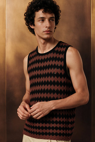 Crochet Tank Top / BROWN TANKTOP ATTIR-MEN