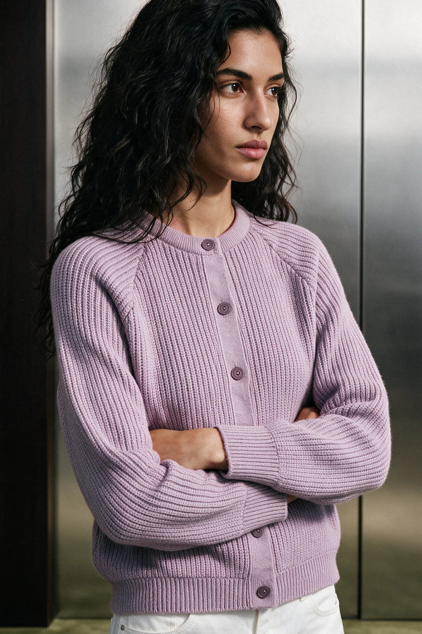 Brushed Raglan Cardigan / Purple SWEATER ATTIR-WOMEN
