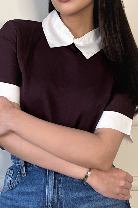 Collared Blouse in Burgundy